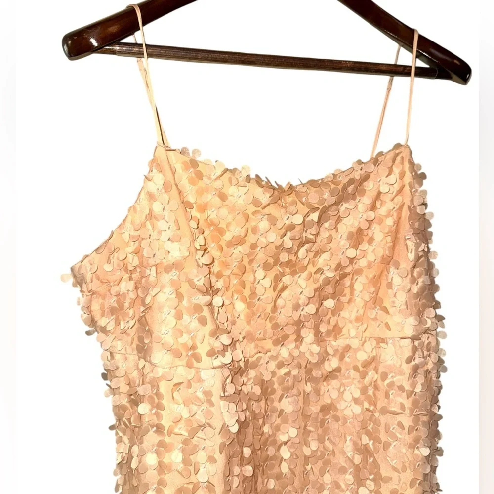 Anthropologie 3D Floral Appliqué Mini Dress L Boho Wedding Guest Garden Party - Picture 4 of 12